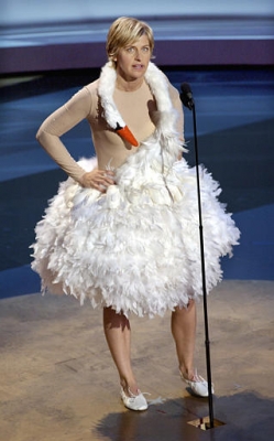 Ellen DeGeneres as Bjork while Hosting the Emmys