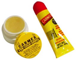 Carmex Lip Balm: small lip balm cup and the ez-on appication