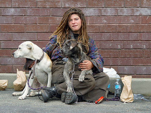 homeless woman