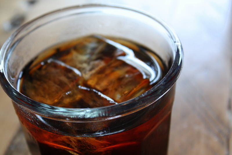 A refreshing looking glass of iced coffee made at home from cold brew concentrate by Rachel herself!