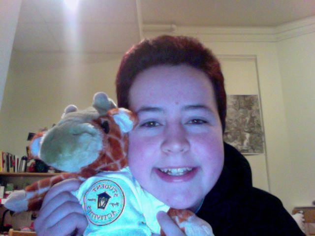 Bryn Mawr had a free Build a Bear event in the Campus Center. This is me with the stuffed giraffe I made, named Hank! My roommate and I have matching giraffes and it's really cute.