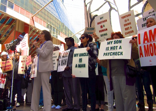 protestors outside Tamms last April