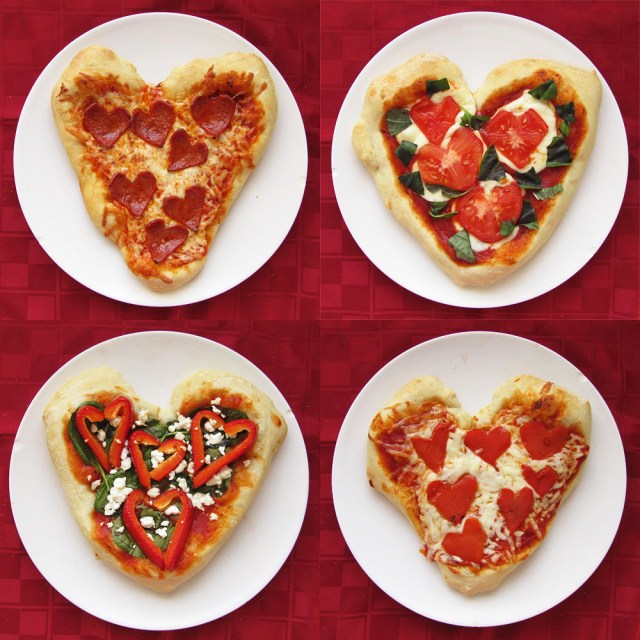 Four Heart Shaped Pizzas reduced