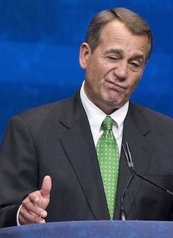 U.S. House Speaker Boehner pauses during remarks to the annual Conservative Political Action Conference (CPAC) in Washington