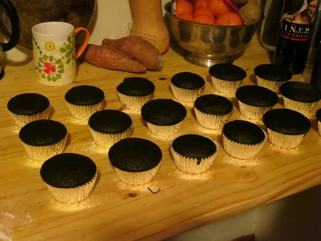 chocolate cupcakes and teacups and gourds! 