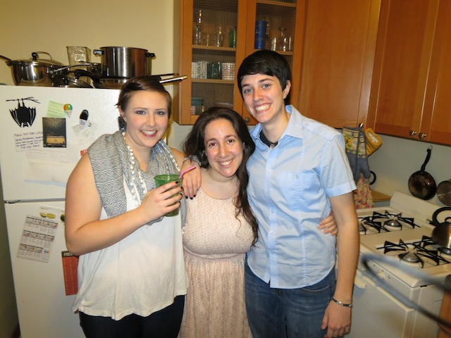 here's a photo of my roommate (lemon!), me, and my girlfriend at our birthday party. don't we look happy? it's because we know we're gonna get to eat these cupcakes!