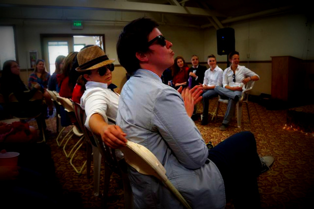 fashionistas in the front row at the angelus oaks fashion week show