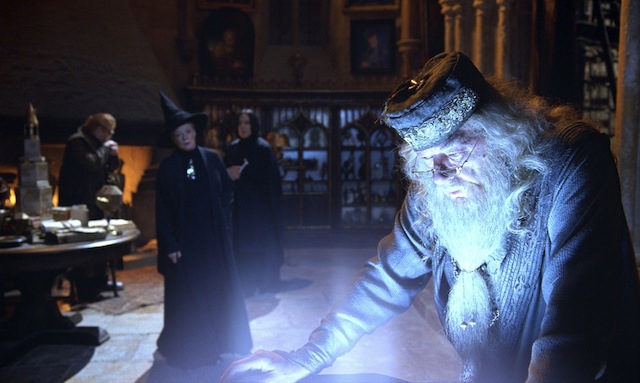 Sometimes when he is alone, Dumbledore uses the Pensieve to relive the memory of his first kiss with Grindelwald. via