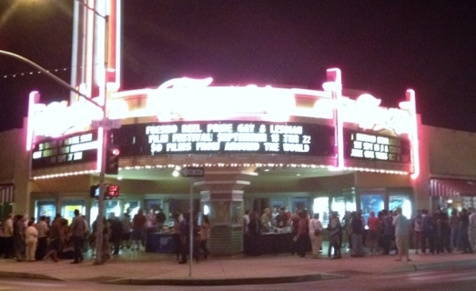 The crowd gathers after Ladies Night outside Tower Theatre