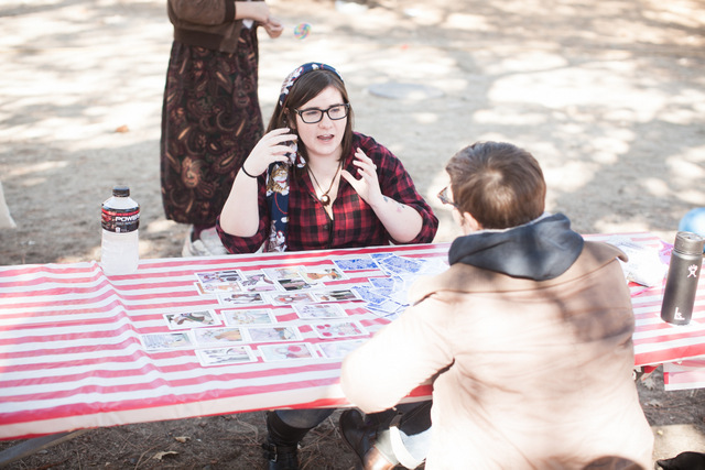 jane and sarah at the tarot card table (photo by robin)