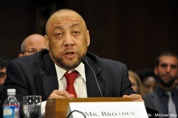 KYLAR BROADUS, SPEAKING ON BEHALF OF ENDA IN 2012. BROADUS WAS THE FIRST TRANS* PERSON IN HISTORY TO TESTIFY  BEFORE THE US SENATE.