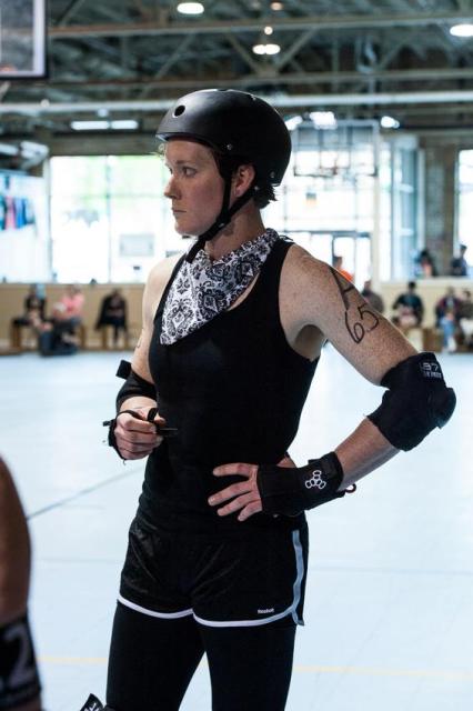 Joe: I’m so glad I’m playing derby instead of writing lecture notes…what a good decision. (photo credit: Gil Leora)