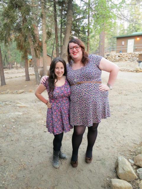 VANESSA AND MEY BEING FLORAL PRINT FRIENDS AT A-CAMP