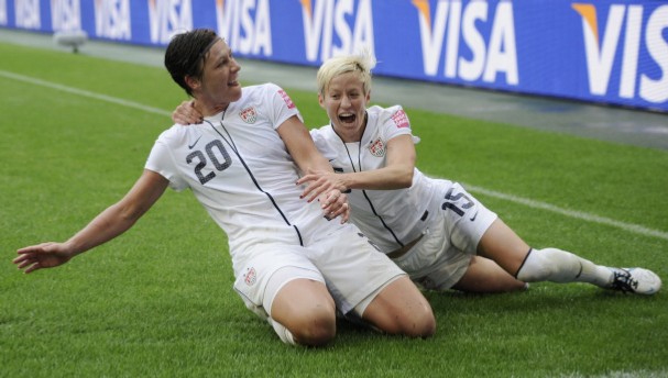 Megan Rapinoe and Abby Wambach, two professional athletes who advocate for queer rights and are also, you know, queer. via redding.com