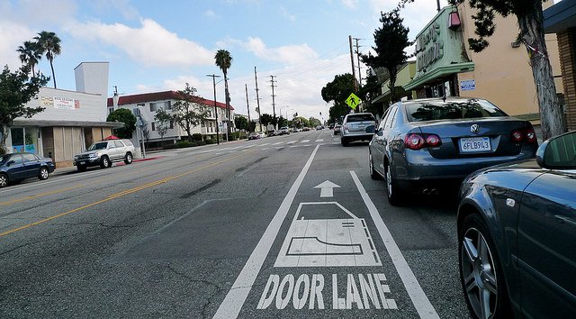 Bad bike lane placement 101 via Chris Baskind