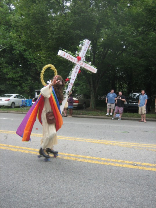 Rollerskating Jesus at Pride