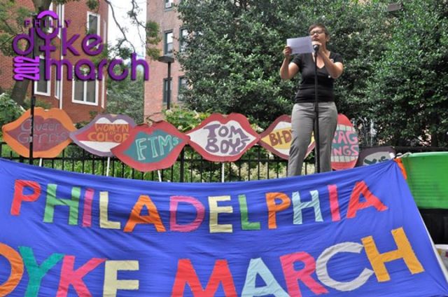 Casarez rallies the 2012 Dyke March.