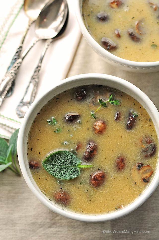 White Bean and Roasted Mushroom Soup