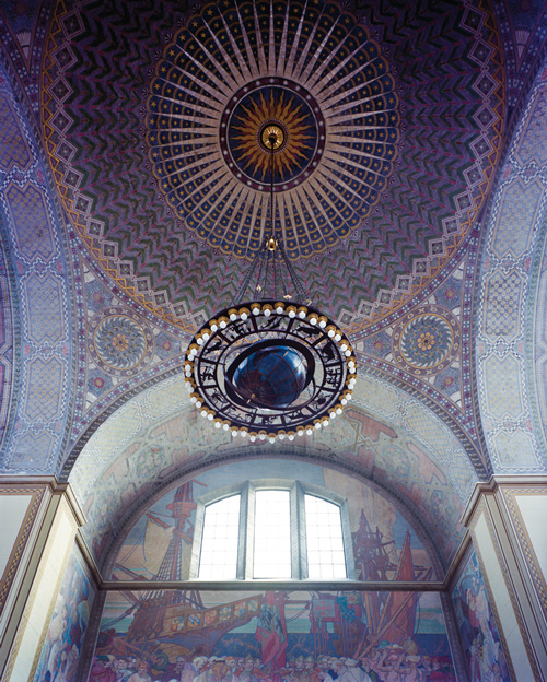 The Globe Chandelier near Children's Library, Central Library, Los Angeles, California, 2008, via Brain Pickings