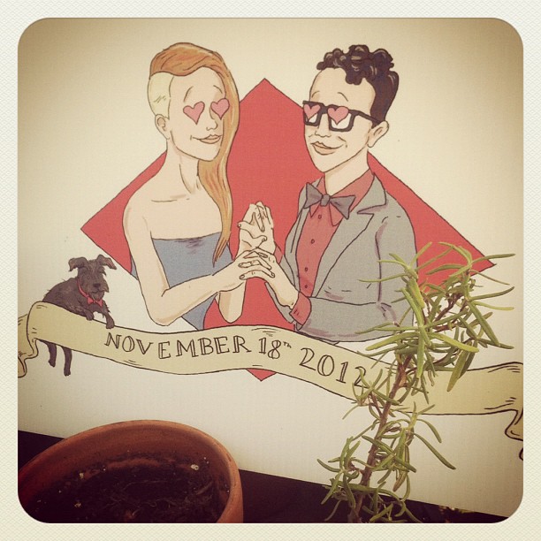 Look at this cute picture of Robin and Carly that Rory drew for their wedding!