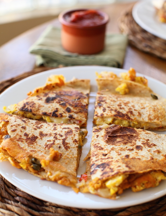 Smashed Garbanzo Breakfast Quesadilla