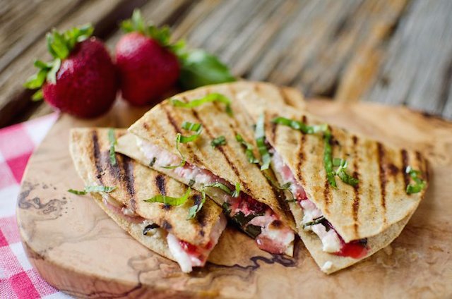 Strawberry, Basil, and Goat Cheese Quesadilla