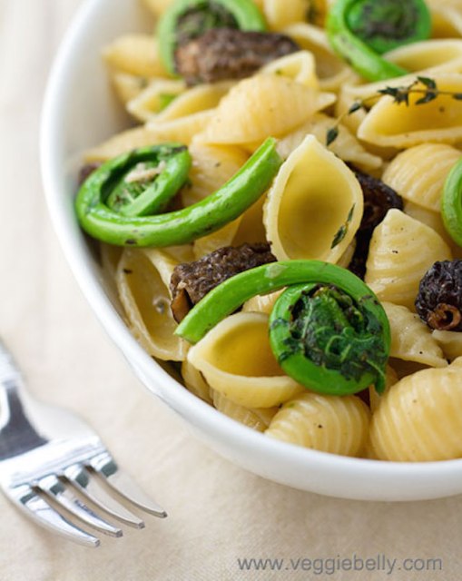 fiddlehead-morel-mushroom-pasta