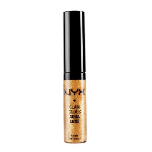 NYX Glam Lip Gloss Aqua Luxe in Disco Playground (http://www.amazon.com/NYX-Glam-Gloss-Aqua-GLG06/dp/B008W2A99K/ref=sr_1_1?ie=UTF8&%3Bqid=1430843521&%3Bsr=8-1&%3Bkeywords=disco+playground&tag=autowin-20)