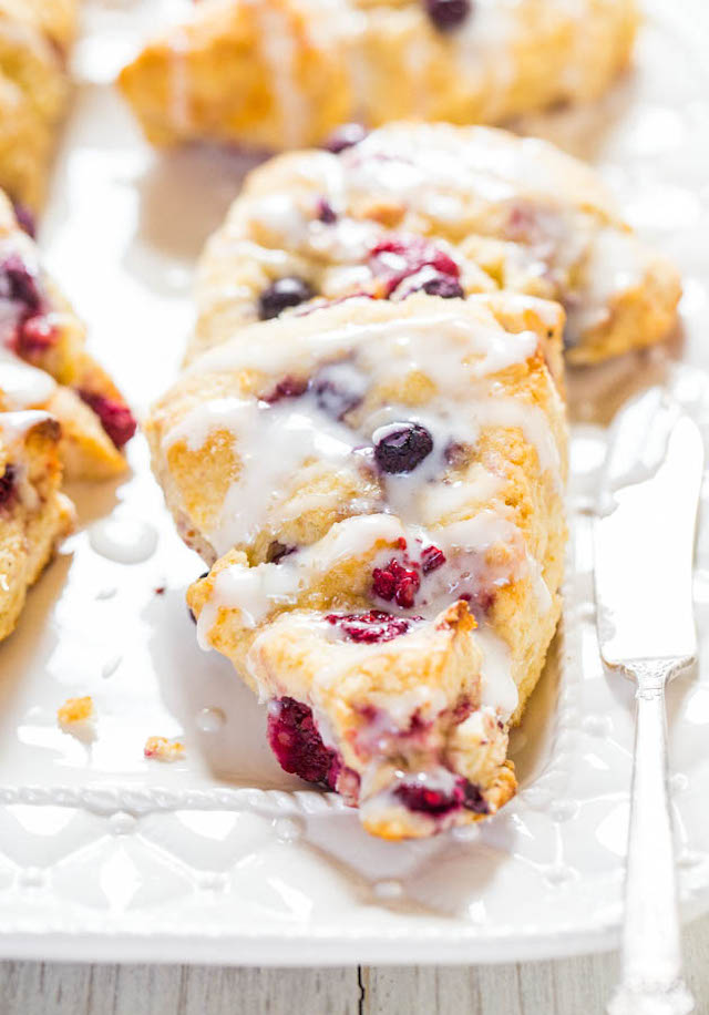 The Best Glazed Mixed Berry Scones