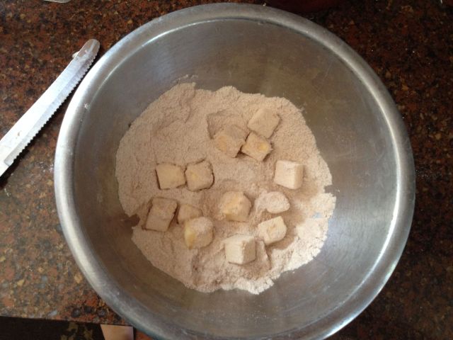 Get the butter nice and coated with the sugar and flour mixture...