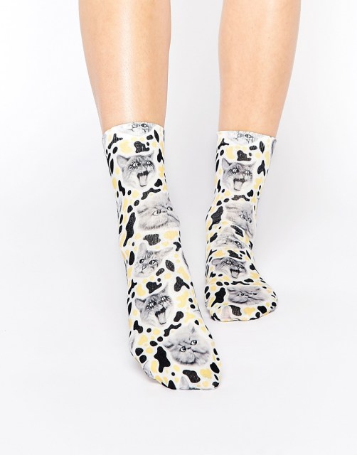 %Monki Crazy Cat Socks