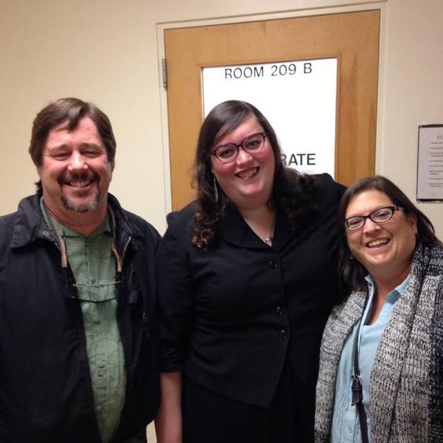 With my parents at the courthouse getting my name legally changed.