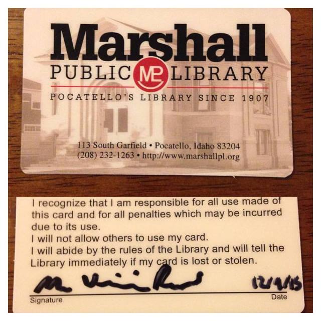 My library card, the first one I've had in years, with my new signature on it.