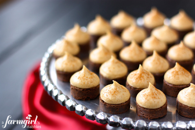 Espresso Brownie Bites with Kahlua Buttercream Kisses