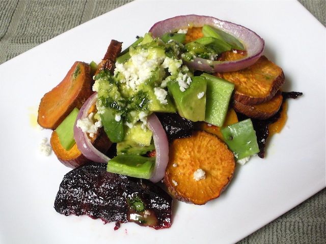 Nopales and Cotija Salad with Spicy Cilantro Vinaigrette