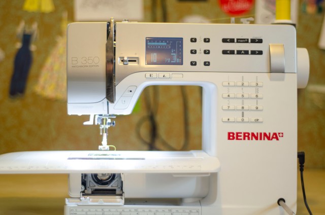 This is the machine I use the most; it's a really fantastic model with a computerized screen, a function for an embroidered alphabet, and dozens of decorative stitches. But most importantly, it can handle sewing through several layers of thick fabric which is useful when I am working with denim, upholstery and leather.