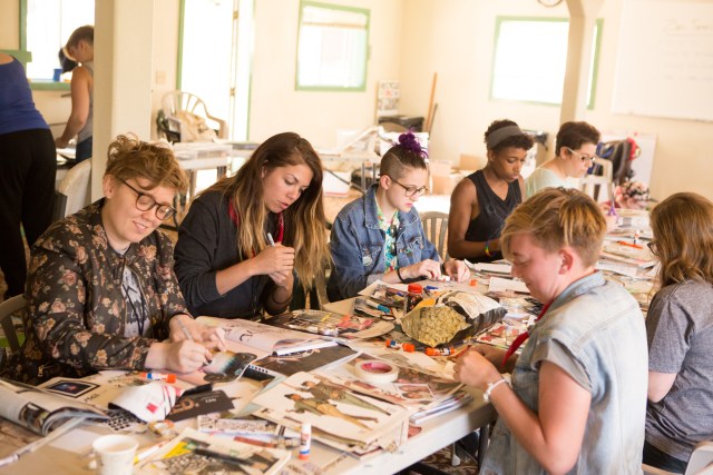 Making 'zines at the 'zine-making zine-athon // photo by Robin Roemer