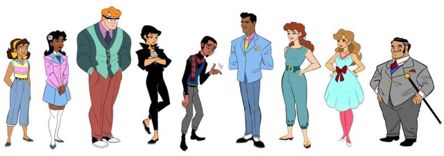 Look at how cute all these characters are! That's Goldie on the far left. Art by Brittney Williams.