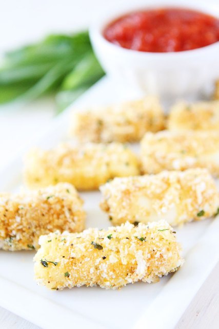 Baked Mozzarella Sticks via Two Peas and Their Pod