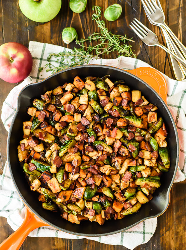 Chicken-Bacon-Brussels-Sprouts-Skillet-with-Sweet-Potatoes-and-Sauteed-Apples.-Every-fall-flavor-you-love-in-a-healthy-delicious-one-pan-meal