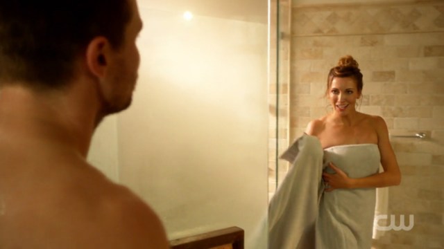 Laurel Lance in a towel 