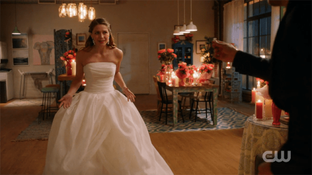 Kara in a wedding dress