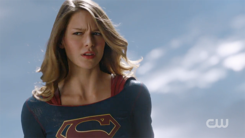 Supergirl looks perplexed