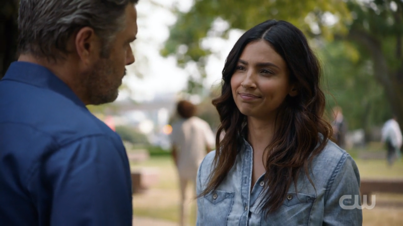 Maggie smiles at her dad and her dimples kill me dead