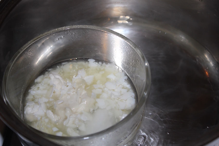 ingredients melting in a glass bowl