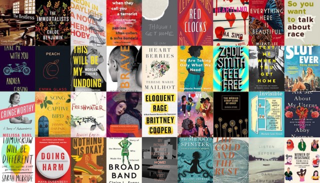 collage of the covers of queer and feminist books coming out in 2018