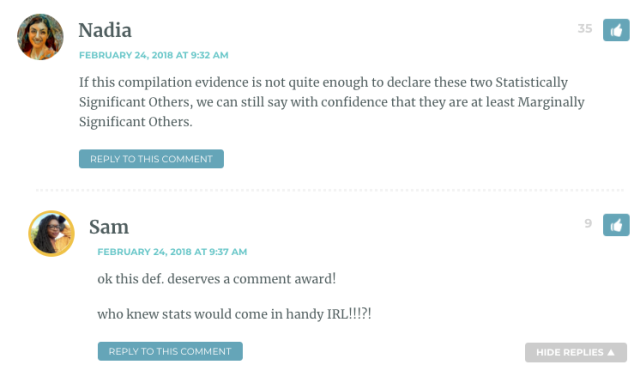 If this compilation evidence is not quite enough to declare these two Statistically Significant Others, we can still say with confidence that they are at least Marginally Significant Others.