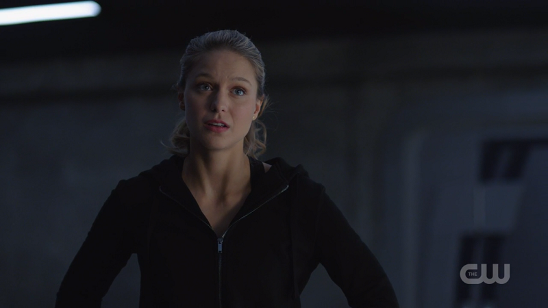 Kara looks concerned but all I can see is her DEO tracksuit