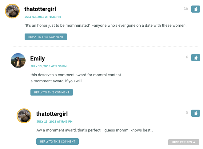 thatottergirl: “It’s an honor just to be momminated