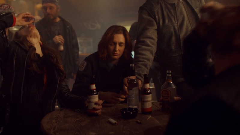 wynonna takes a shot while haught looks toasted